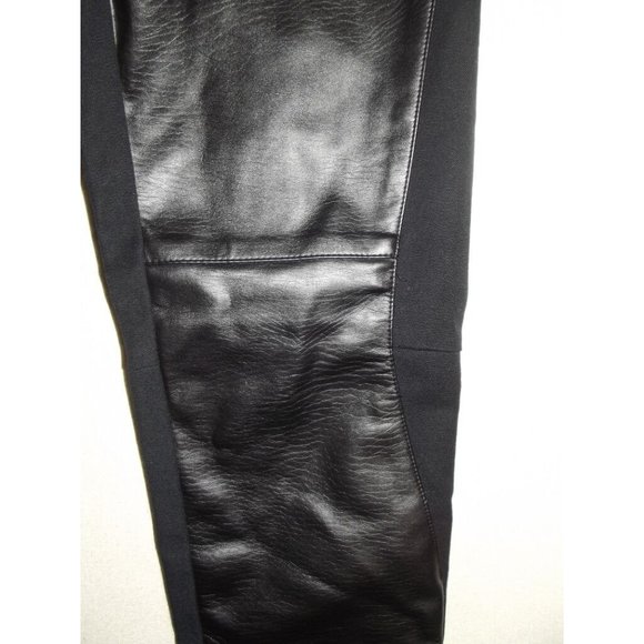 Trouve Ankle Leggings XS Black Faux Leather Pull On Pants women's knit back crop - Picture 4 of 7